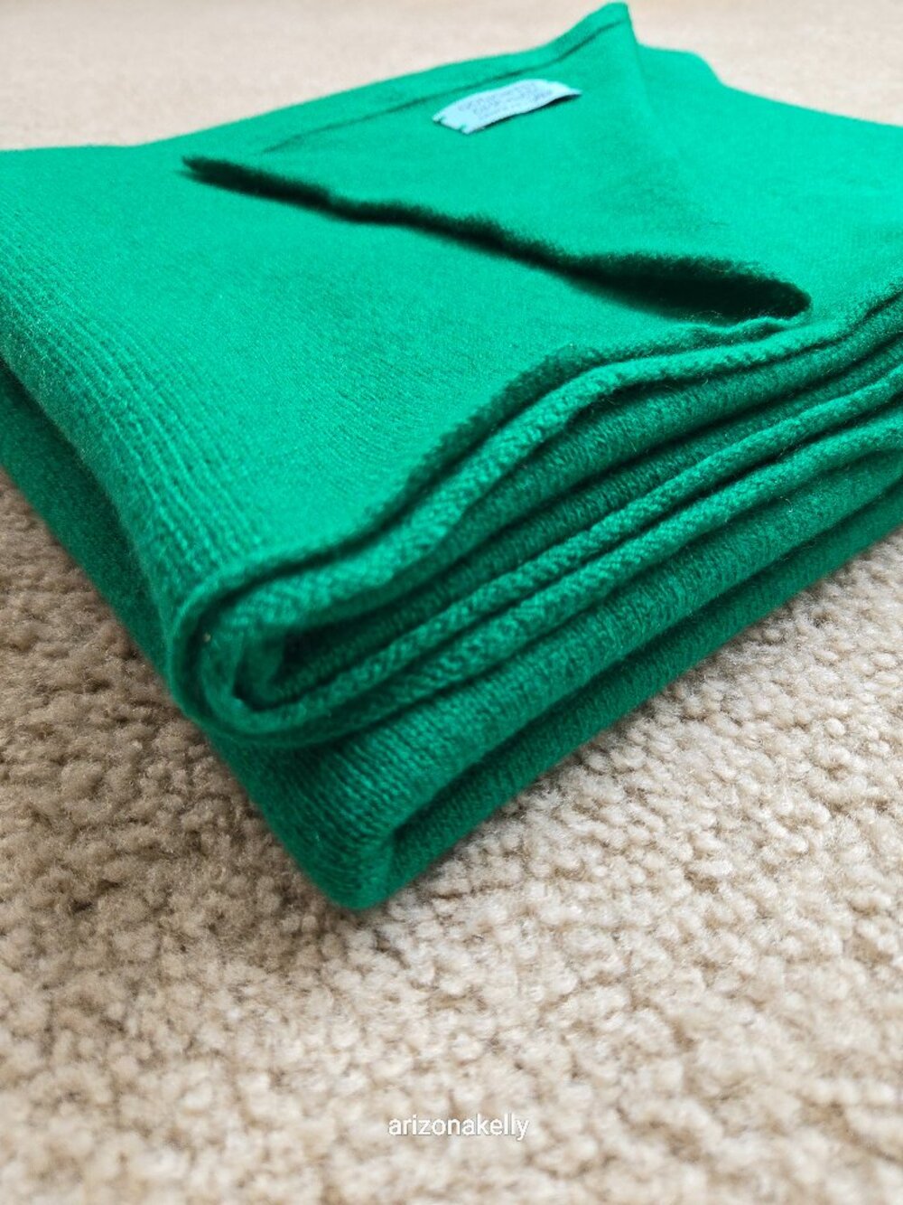 NWOT Cashmere Knit Scarf Green GoLightly Cashmere Santa Fe New Mexico